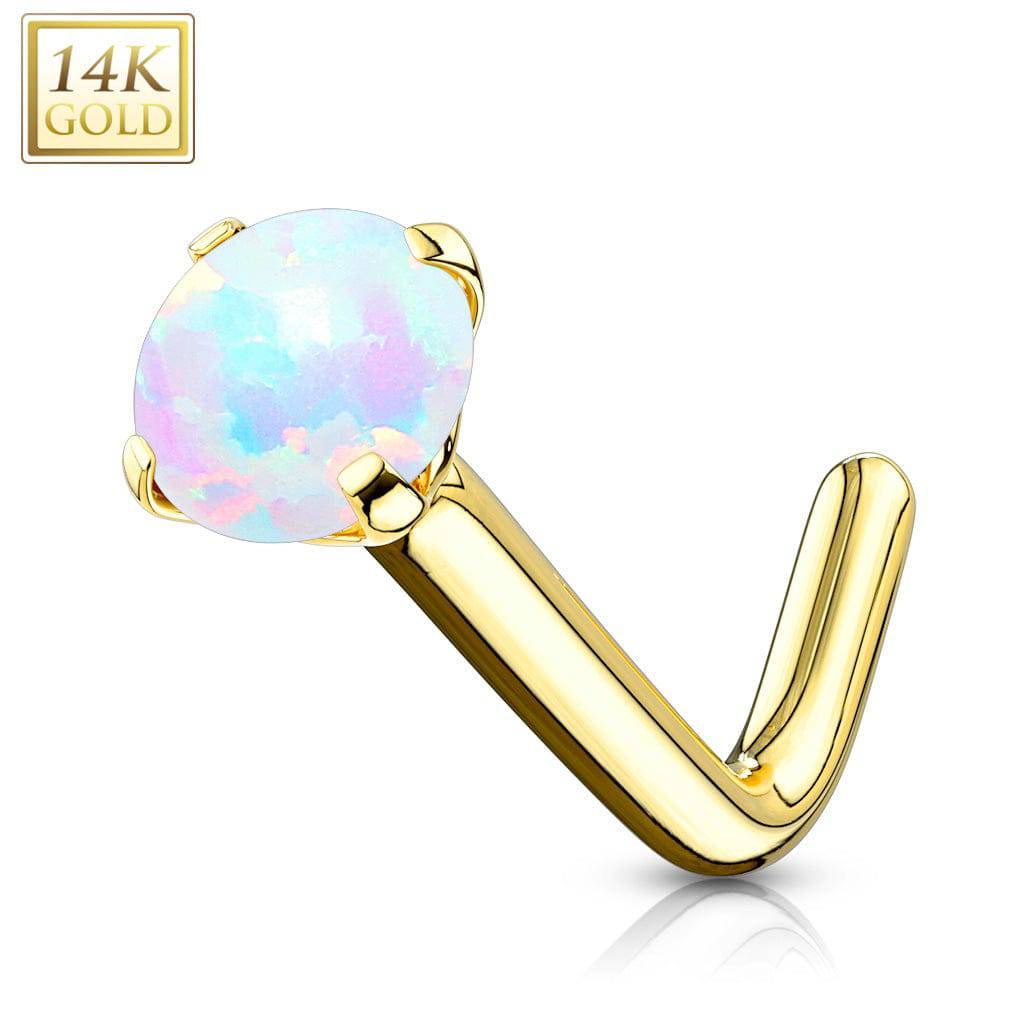 14KT Solid Yellow Gold White Opal 
