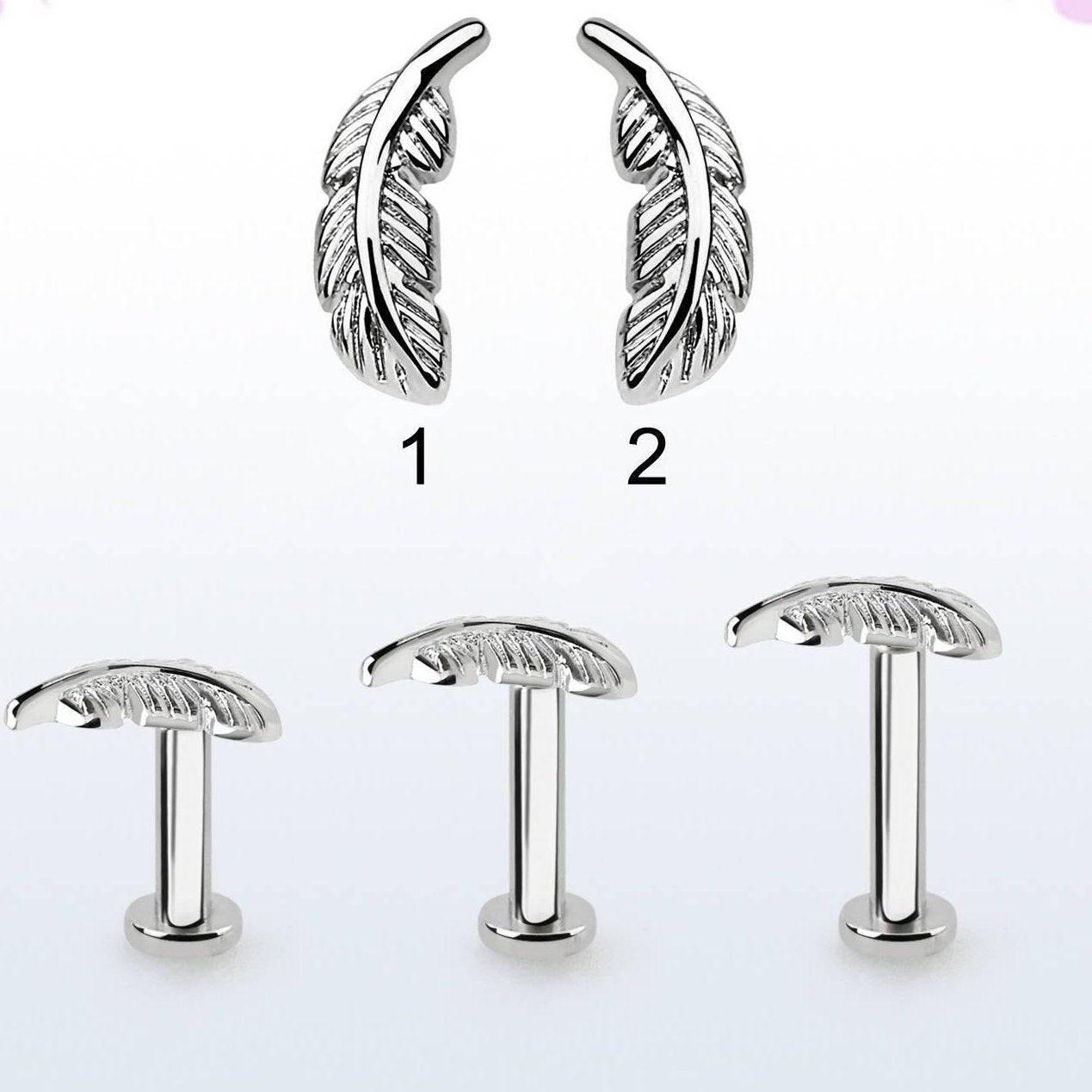 316L Surgical Steel Flat Back Leaf Labret 316L Surgical Steel Flat Back Leaf Labret