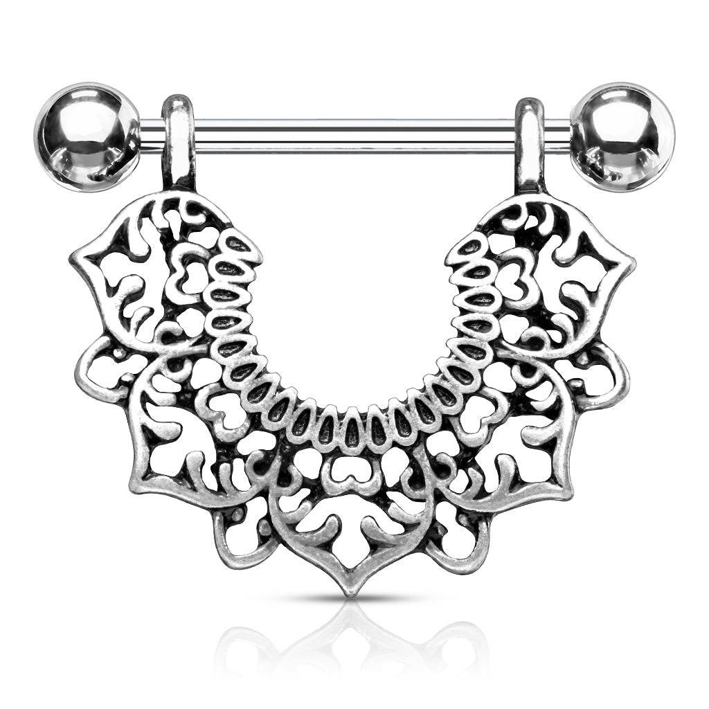 316L Surgical Steel Gold Plated Vintage Boho Lotus Nipple Shield Barbell 316L Surgical Steel Gold Plated Vintage Boho Lotus Nipple Shield Barbell