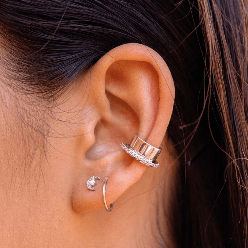 Pair of 925 Sterling Silver White Opal MOON Tiny Dainty Small