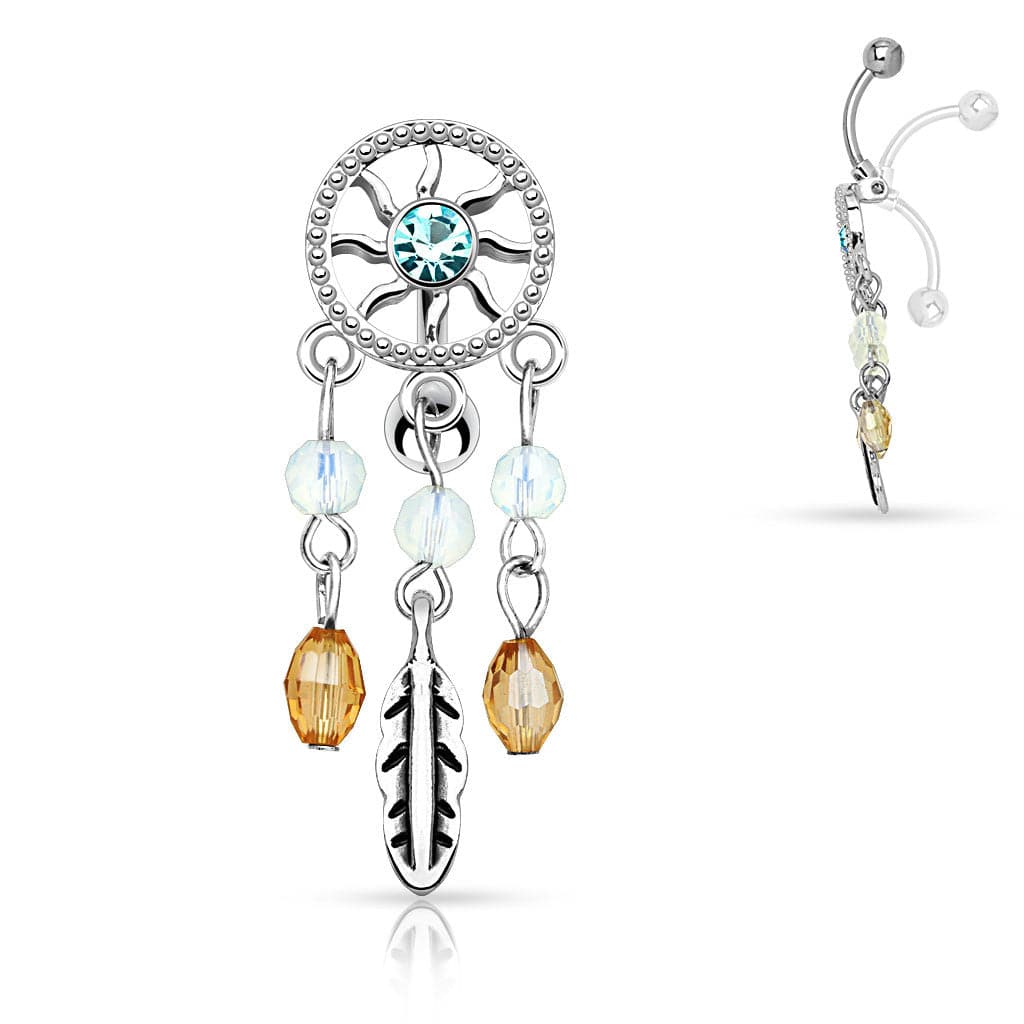Reverse Top Down Vintage Dream Catcher Belly Button Navel Ring