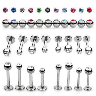 Surgical Steel Flat Back Single Gem Multi Use Tragus Cartilage Labret Monroe Stud - Pierced Universe