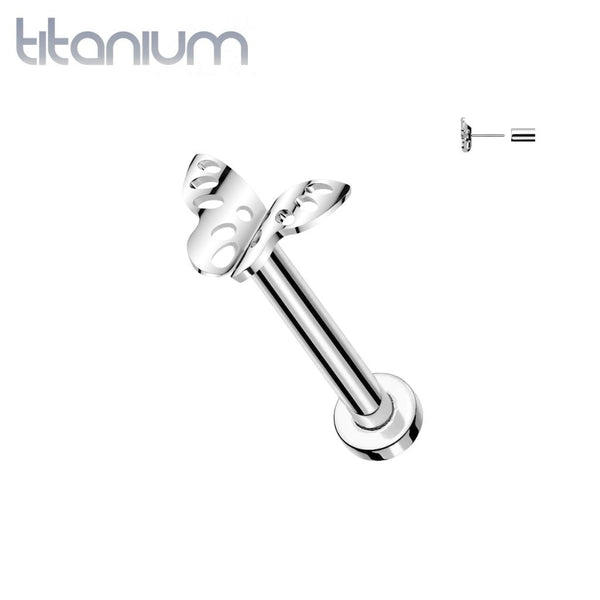 Implant Grade Titanium Threadless Butterfly Push In Labret With Flat Back - Pierced Universe
