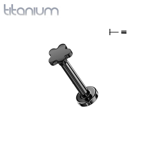 Implant Grade Titanium Black PVD Flower Push In Threadless Labret With Flat Back - Pierced Universe