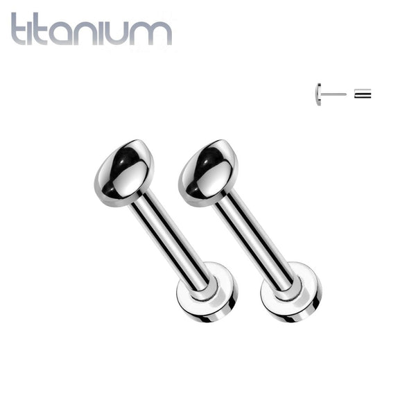 Pair of Implant Grade Titanium Minimal Teardrop Push In Earrings With Flat Back - Pierced Universe