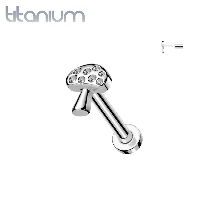 Implant Grade Titanium Mushroom Push In Threadless Labret With Flat Back - Pierced Universe