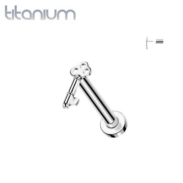 Implant Grade Titanium Key Push In Threadless Labret With Flat Back - Pierced Universe