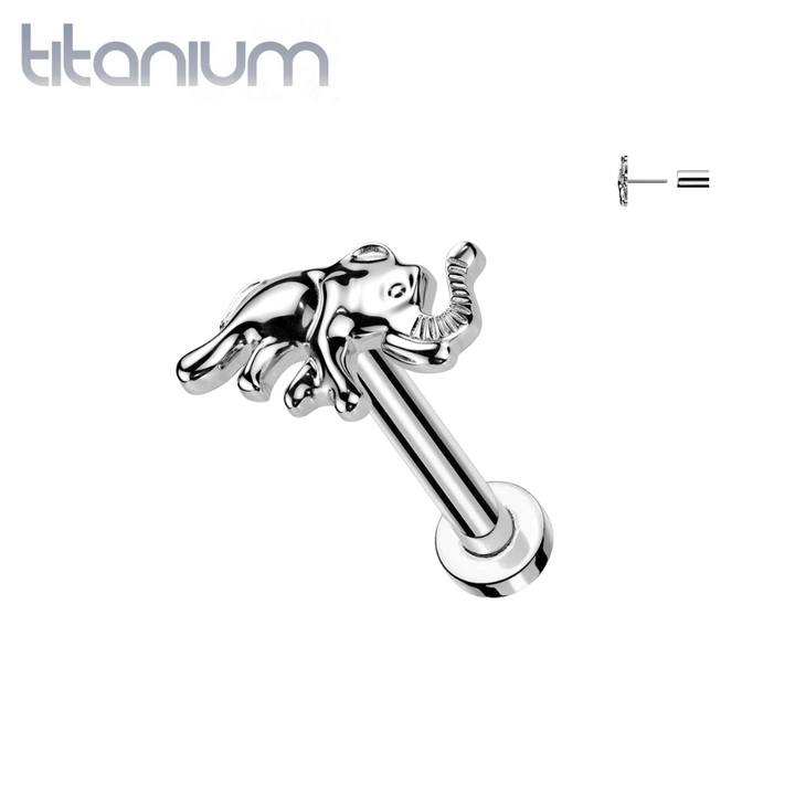 Implant Grade Titanium Elephant Push In Threadless Labret With Flat Back - Pierced Universe