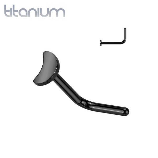 Implant Grade Titanium Black PVD Small Crescent Moon L-Shaped Nose Ring Stud - Pierced Universe