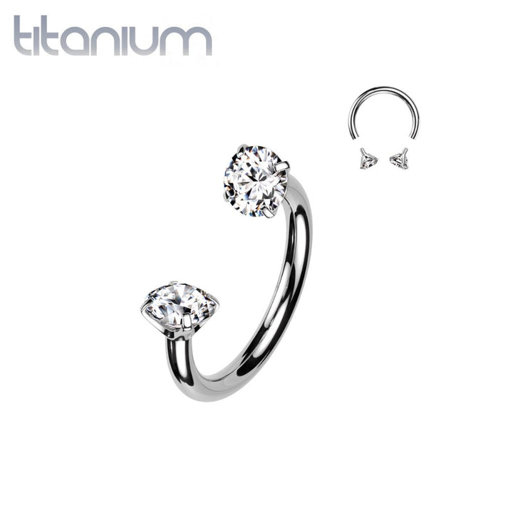 Implant Grade Titanium White CZ Internally Threaded Horseshoe Barbell - Pierced Universe