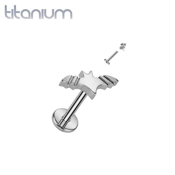 Implant Grade Titanium Internally Threaded Large Ridged Bat Flat Back Labret