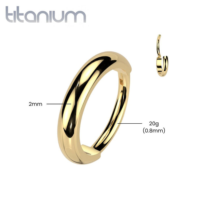 Implant Grade Titanium Gold PVD Thick 20ga Nose Hoop Hinged Clicker Ring - Pierced Universe