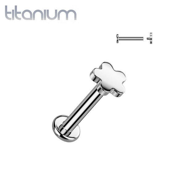 Implant Grade Titanium Minimal Flower Internally Threaded Flat Back Labret - Pierced Universe