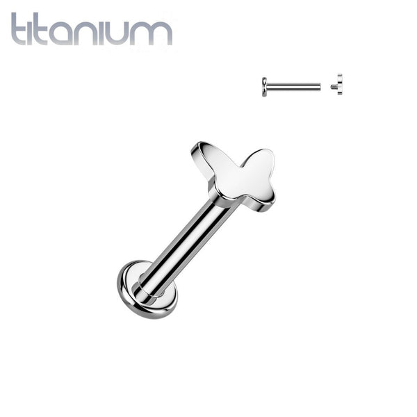 Implant Grade Titanium Dainty Minimal Butterfly Internally Threaded Flat Back Labret - Pierced Universe