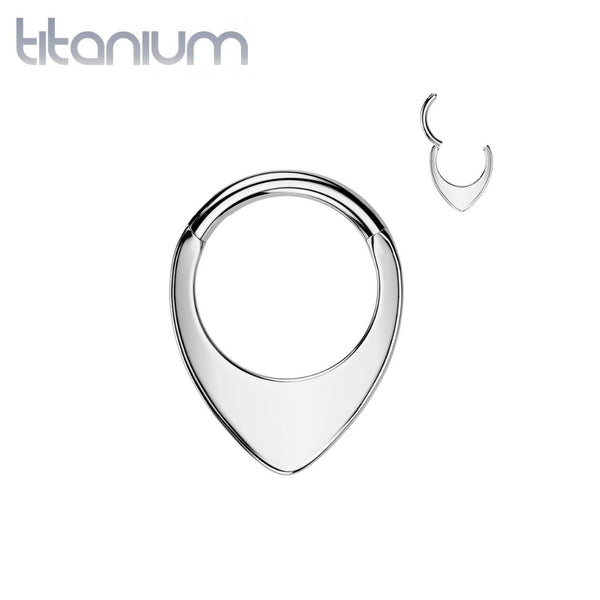 Implant Grade Titanium Thick Flat V Shape Septum Hinged Clicker Hoop - Pierced Universe