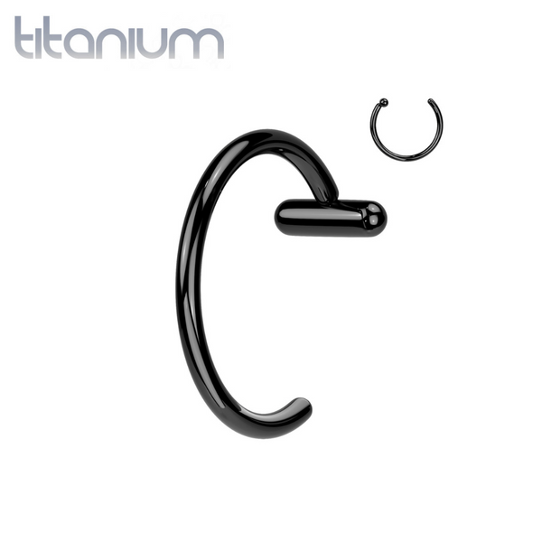 Implant Grade Titanium Black PVD Nose Hoop Ring With Bar Stopper - Pierced Universe