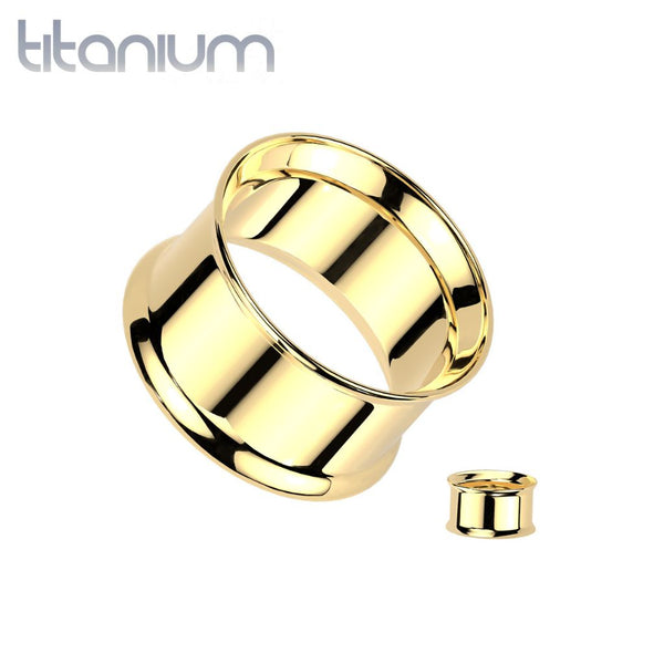 Implant Grade Titanium Gold PVD Double Flared Ear Tunnel Spacers Gauges