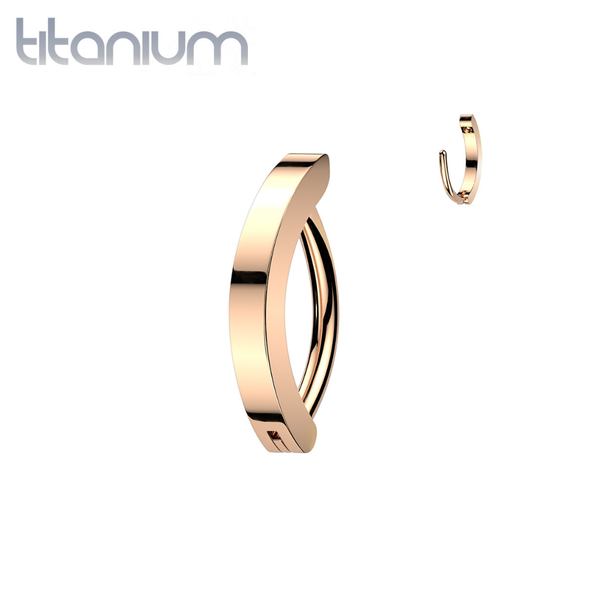 Implant Grade Titanium Rose Gold PVD Minimal Hinged Clicker Curved Barbell - Pierced Universe
