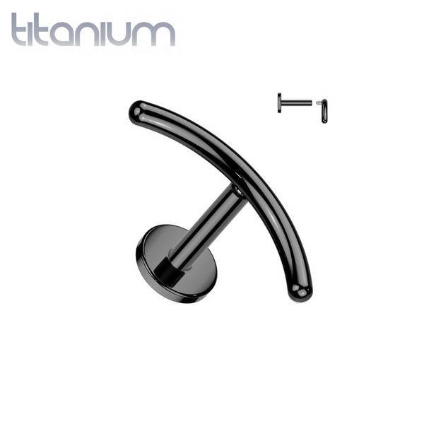 Implant Grade Titanium Black PVD Minimal Curved Bar Internally Threaded Flat Back Labret - Pierced Universe