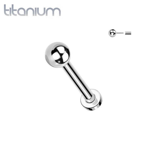 Implant Grade Titanium Threadless Push In Ball Top Labret With Flat Back