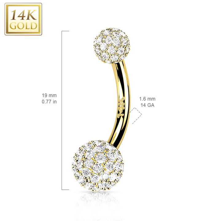 14kt White Gold Multi CZ Cluster Ball Belly Ring - Pierced Universe