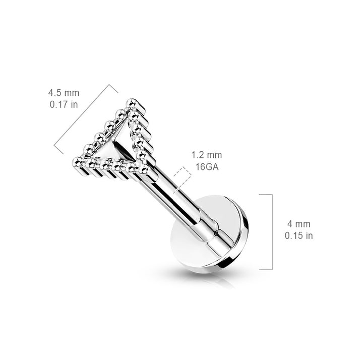 316L Surgical Steel Beaded Design Triangle Flat Back Labret - Pierced Universe