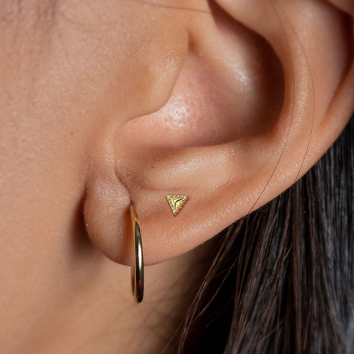 316L Surgical Steel Rose Gold PVD Beaded Design Triangle Flat Back Labret - Pierced Universe