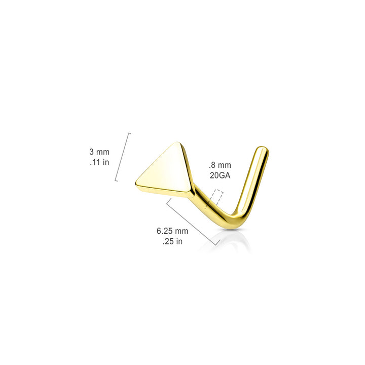 316L Surgical Steel Rose Gold PVD Triangle L-Shape Nose Stud - Pierced Universe