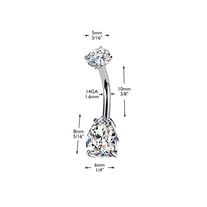 316L Surgical Steel Gold PVD Black CZ Teardrop Internally Threaded Belly Ring - Pierced Universe
