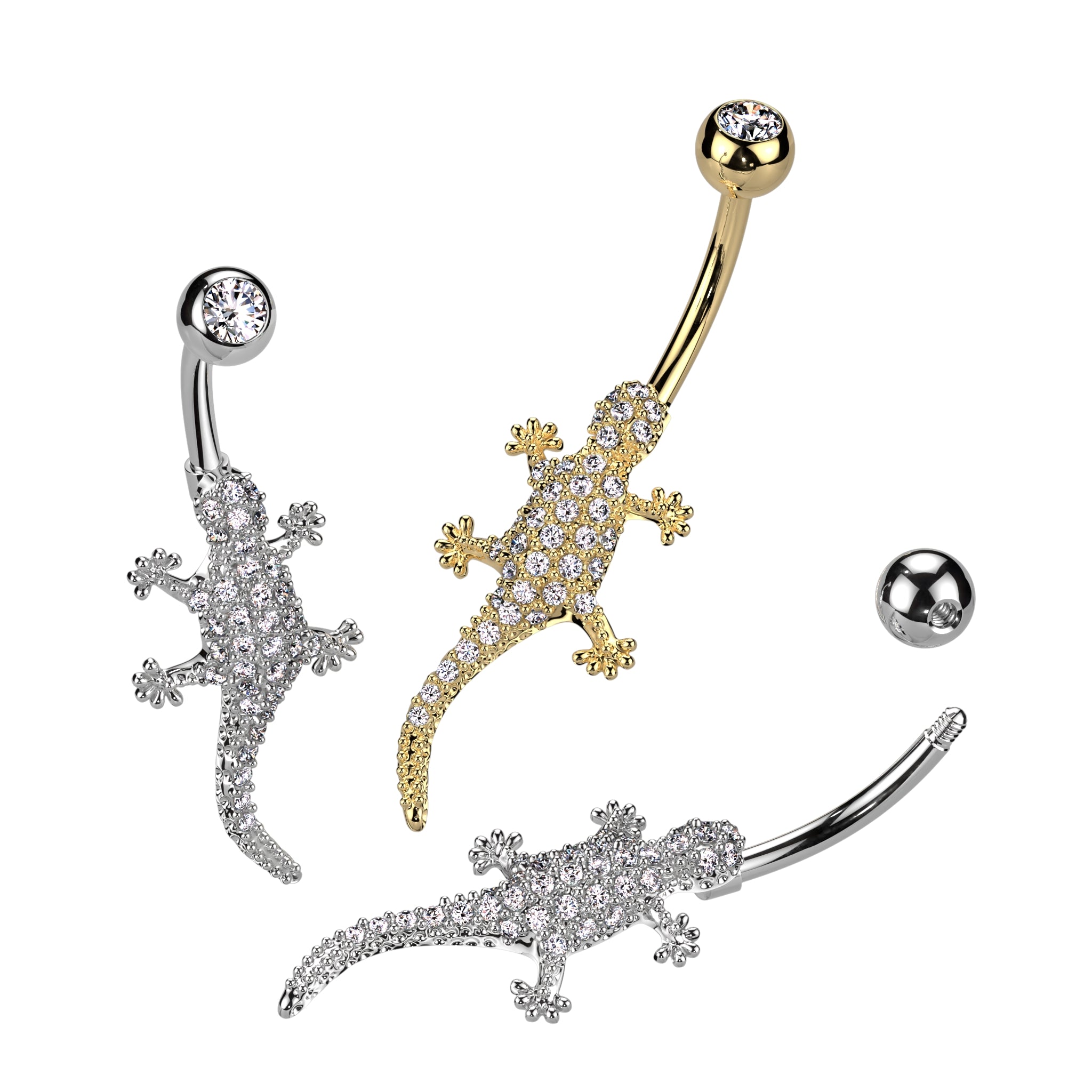 Gecko belly sales button ring