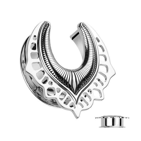 316L Surgical Steel Half Saddle Hanger Tribal Double Flared Ear Tunnels - Pierced Universe