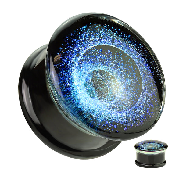 Dark Blue Galaxy Pyrex Glass Double Flared Plugs - Pierced Universe