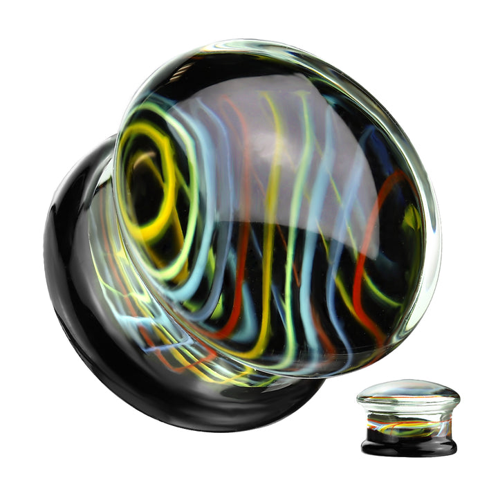 Multicoloured Stripe Pyrex Glass Double Flared Plugs - Pierced Universe