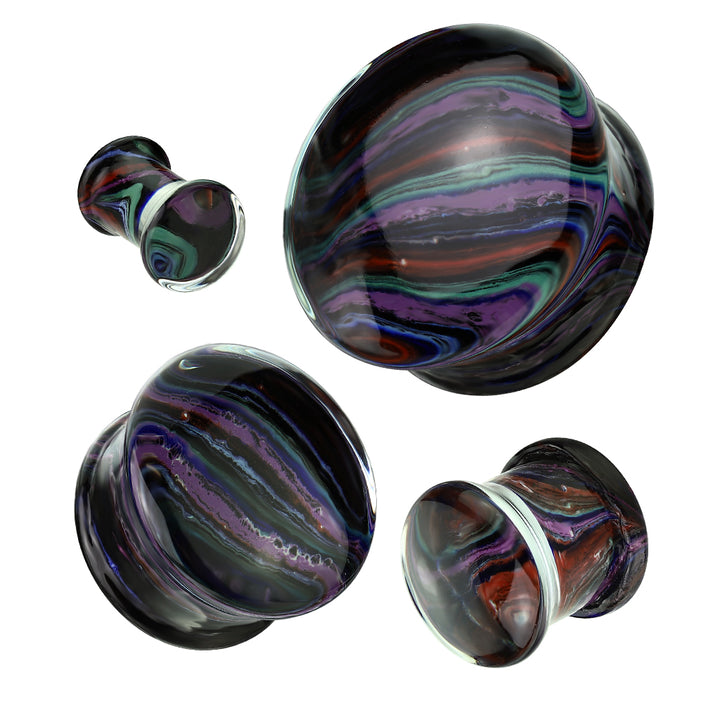 Rainbow Stripe Pyrex Glass Double Flared Plug - Pierced Universe