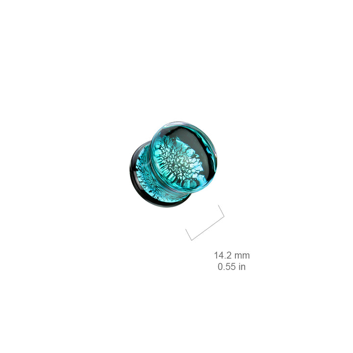 Aqua & Black Crackle Pyrex Glass Double Flared Plugs - Pierced Universe