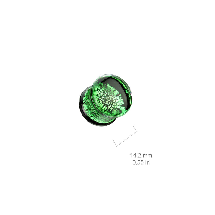 Green & Black Crackle Pyrex Glass Double Flared Plugs - Pierced Universe