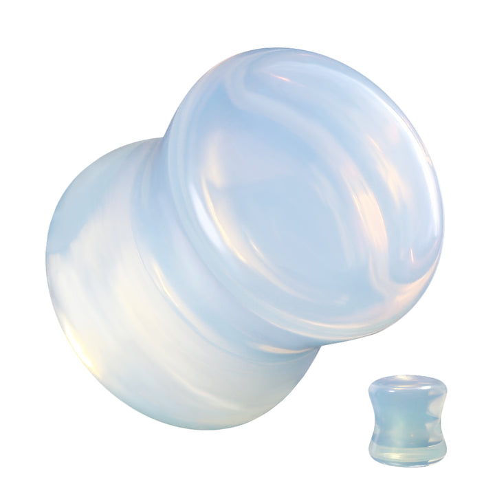 Organic Natural Opalite Double Flared Glass Double Flared Plugs - Pierced Universe