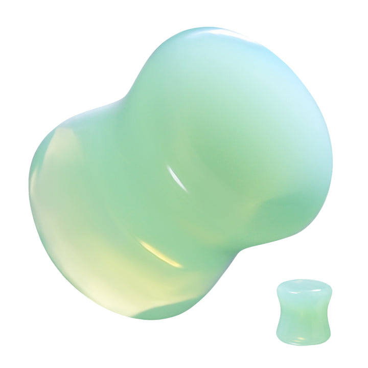 Organic Natural Green Opalite Double Flared Stone Plugs - Pierced Universe