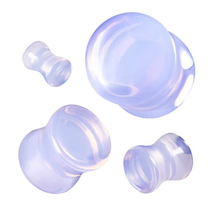 Organic Natural Purple Opalite Double Flared Glass Double Flared Plugs - Pierced Universe