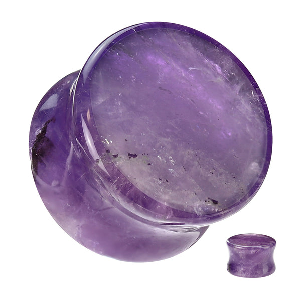 Organic Natural Amethyst Double Flared Stone Plug - Pierced Universe