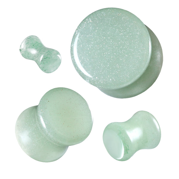 Organic Natural Green Aventurine Jade Double Flared Plugs - Pierced Universe