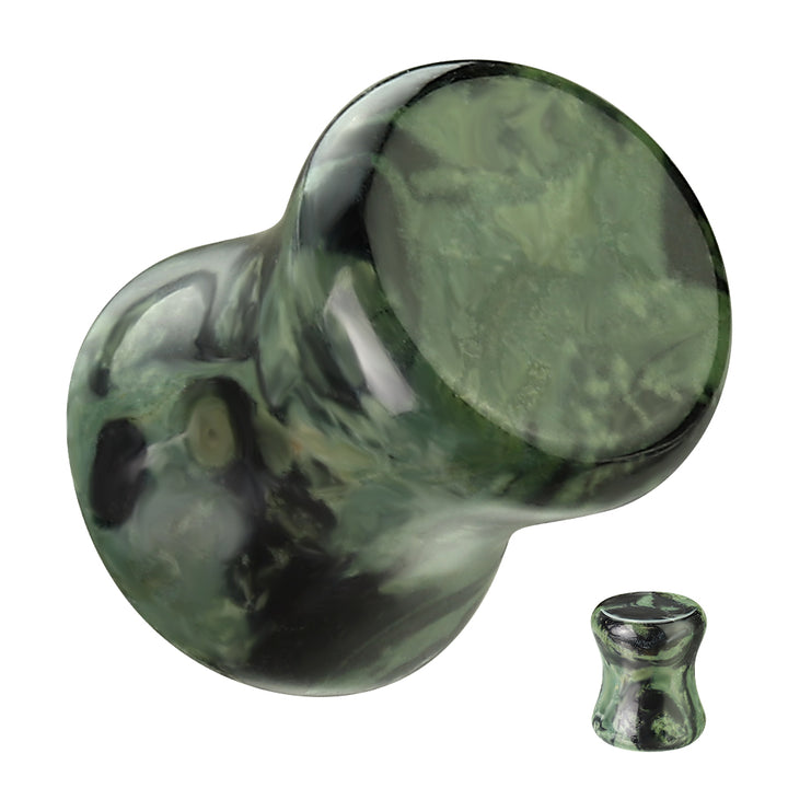 Organic Natural Green Eye Jasper Double Flared Stone Plugs - Pierced Universe