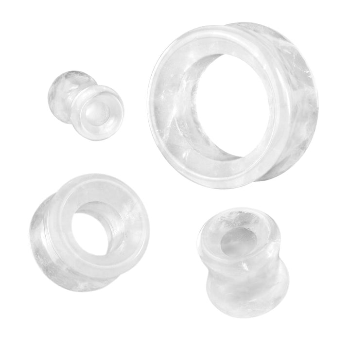 Organic Natural Quartz Saddle Double Flared Tunnels - Pierced Universe