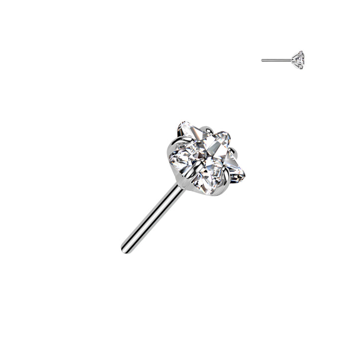 Implant Grade Titanium Threadless White CZ Star Shaped Gem Push In Labret With Flat Back - Pierced Universe