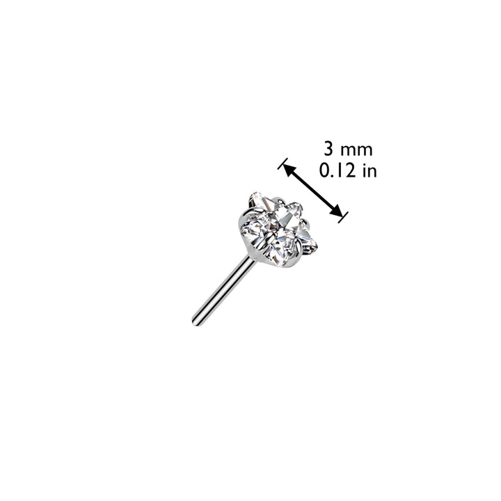 Implant Grade Titanium Threadless Push In Aqua CZ Star Nose Ring With Flat Back - Pierced Universe