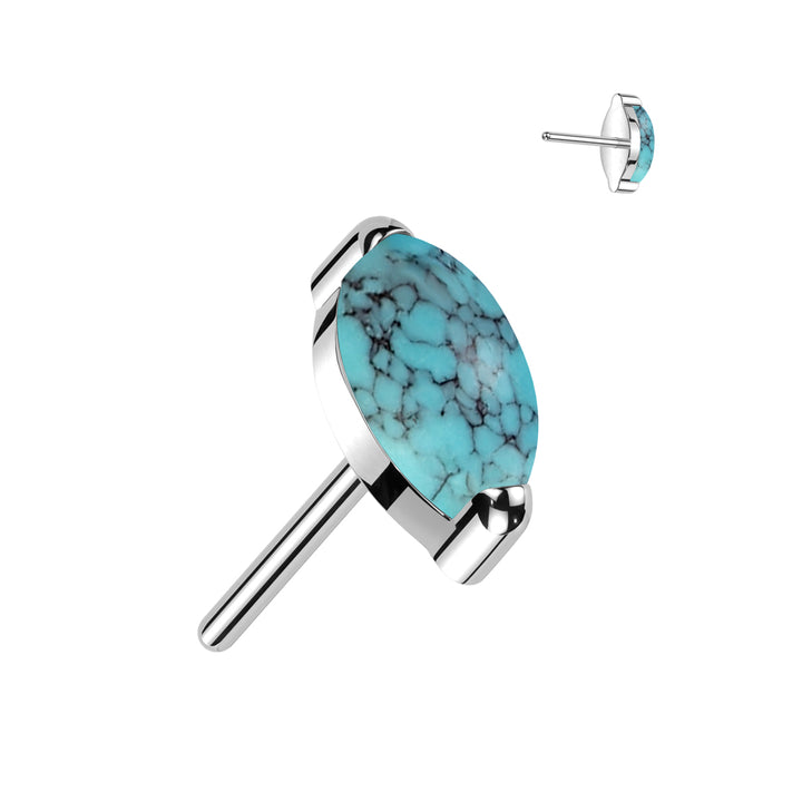 Implant Grade Titanium Marquise Turquoise Threadless Push In Labret - Pierced Universe