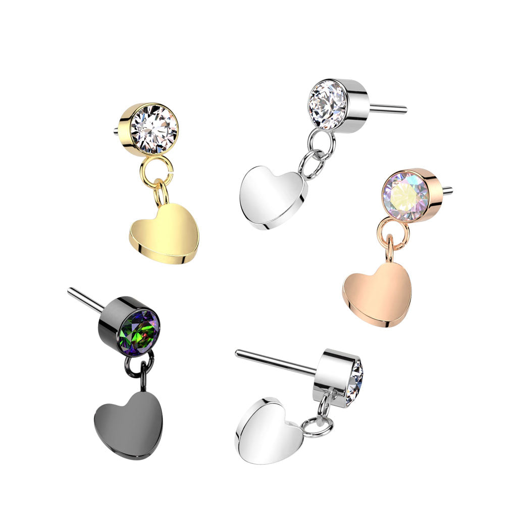 Implant Grade Titanium Threadless Gold PVD Push In Nose Ring White CZ ...