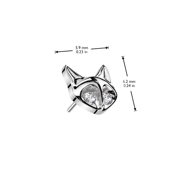 Implant Grade Titanium Cat White CZ Bezel Gem Threadless Push In Labret - Pierced Universe