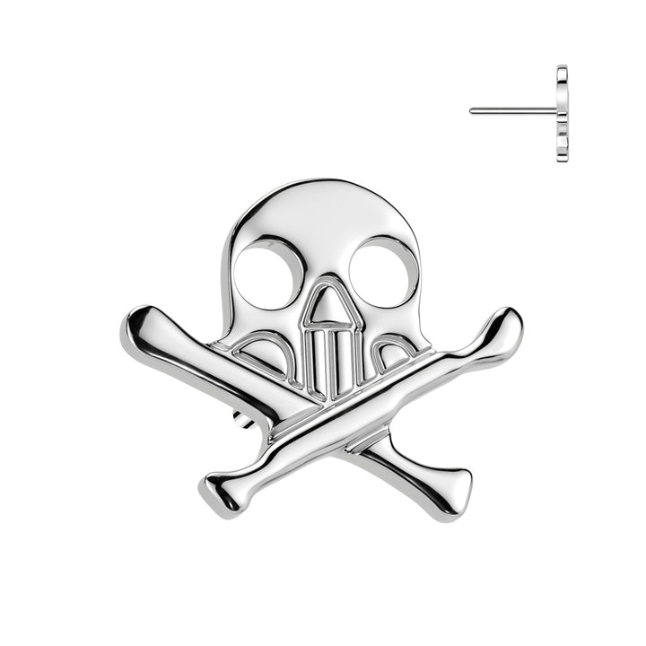 Implant Grade Titanium Skull And Crossbones Threadless Push In Labret - Pierced Universe