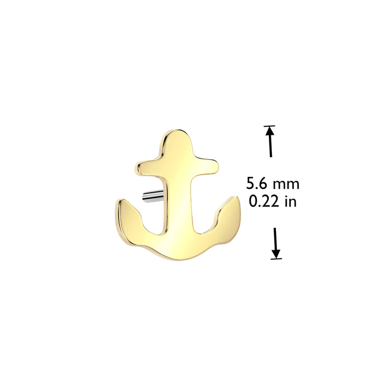 Implant Grade Titanium Gold PVD Anchor Threadless Push In Labret - Pierced Universe